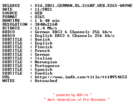 NFO for the release Old.2021.GERMAN.DL.2160P.WEB.X265-WAYNE by WAYNE