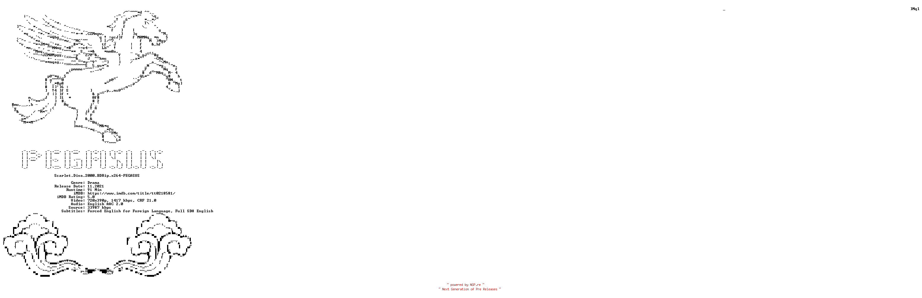 NFO for the release Scarlet.Diva.2000.BDRip.x264-PEGASUS by PEGASUS