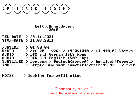 NFO for the release Betty.Anne.Waters.2010.German.DL.1080p.BluRay.x264.iNTERNAL-FiSSiON by FiSSiON