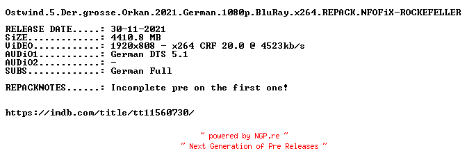 NFO for the release Ostwind.5.Der.grosse.Orkan.2021.German.1080p.BluRay.x264.REPACK.NFOFiX-ROCKEFELLER by ROCKEFELLER