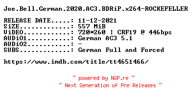 NFO for the release Joe.Bell.German.2020.AC3.BDRiP.x264-ROCKEFELLER by ROCKEFELLER