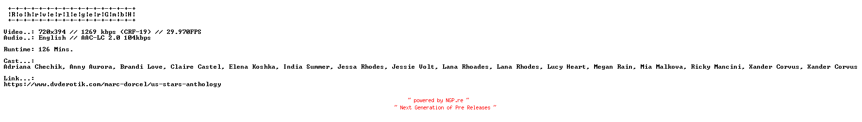 NFO for the release U.S.Stars.Anthology.DISC2.XXX.DVDRIP.X264-RohrverlegerGmbH by RohrverlegerGmbH