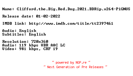 NFO for the release Clifford.the.Big.Red.Dog.2021.BDRip.x264-PiGNUS by PiGNUS