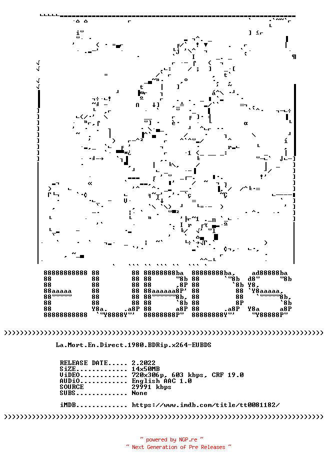 NFO for the release La.Mort.En.Direct.1980.iNTERNAL.BDRip.x264-EUBDS by EUBDS
