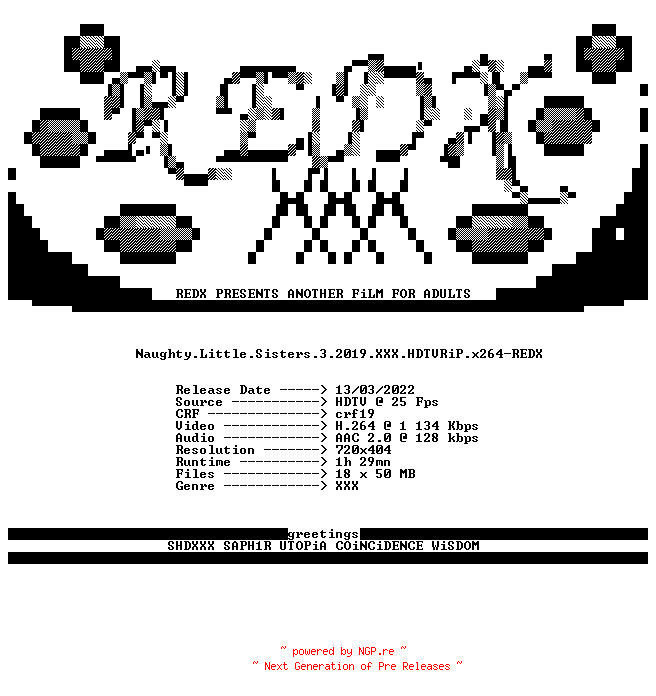 NFO for the release Naughty.Little.Sisters.3.2019.XXX.HDTVRiP.x264-REDX by REDX