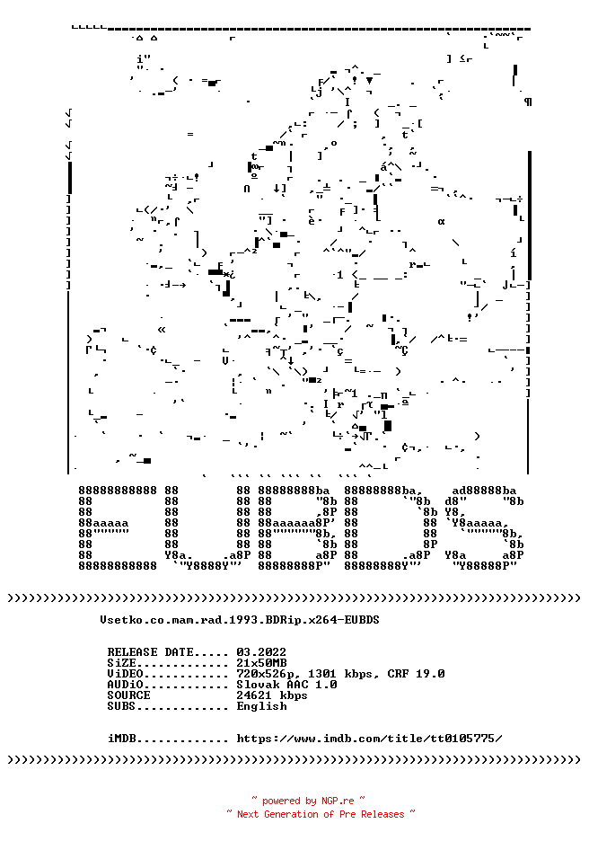 NFO for the release Vsetko.Co.Mam.Rad.1993.BDRip.x264-EUBDS by EUBDS
