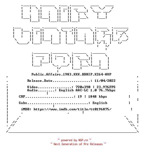 NFO for the release Public.Affairs.1983.XXX.BDRIP.X264-HVP by HVP