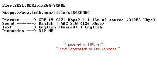 NFO for the release Flee.2021.BDRip.x264-SCARE by SCARE