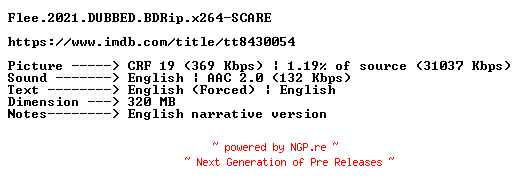 NFO for the release Flee.2021.DUBBED.BDRip.x264-SCARE by SCARE