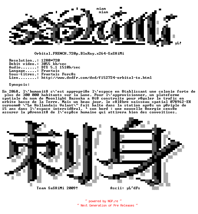NFO for the release Orbital.FRENCH.720p.BluRay.x264-SaSHiMi by SaSHiMi