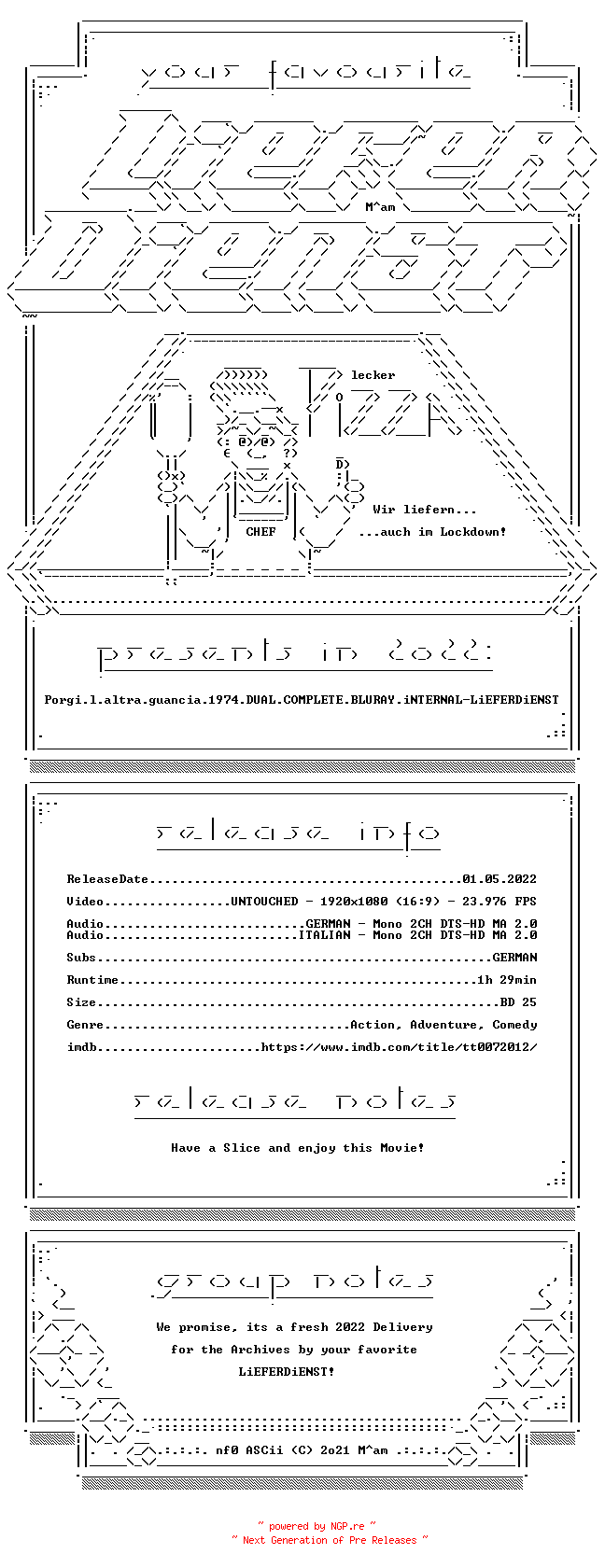 NFO for the release Porgi.l.altra.guancia.1974.DUAL.COMPLETE.BLURAY.iNTERNAL-LiEFERDiENST by LiEFERDiENST