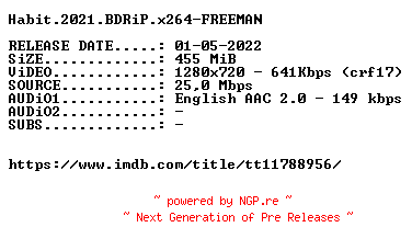 NFO for the release Habit.2021.BDRiP.x264-FREEMAN by FREEMAN