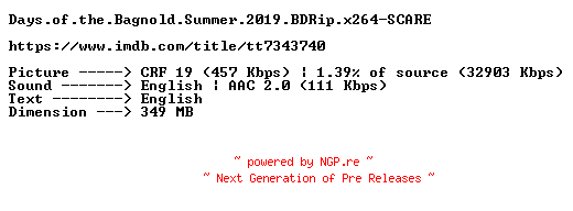 NFO for the release Days.of.the.Bagnold.Summer.2019.BDRip.x264-SCARE by SCARE