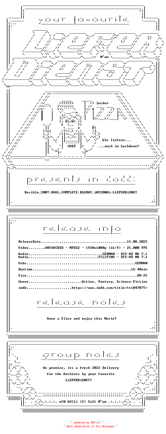 NFO for the release Resiklo.2007.DUAL.COMPLETE.BLURAY.iNTERNAL-LiEFERDiENST by LiEFERDiENST