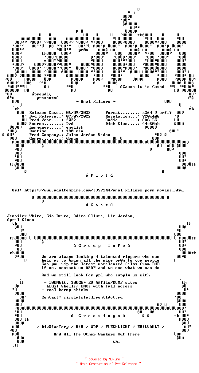 NFO for the release Anal.Killers.XXX.DVDRip.x264-CiCXXX by CiCXXX