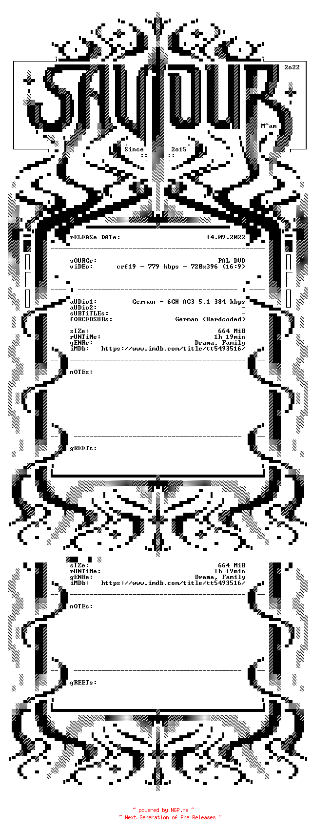 NFO for the release Sein.Wille.geschehe.German.2020.AC3.DVDRiP.x264-SAViOUR by SAViOUR