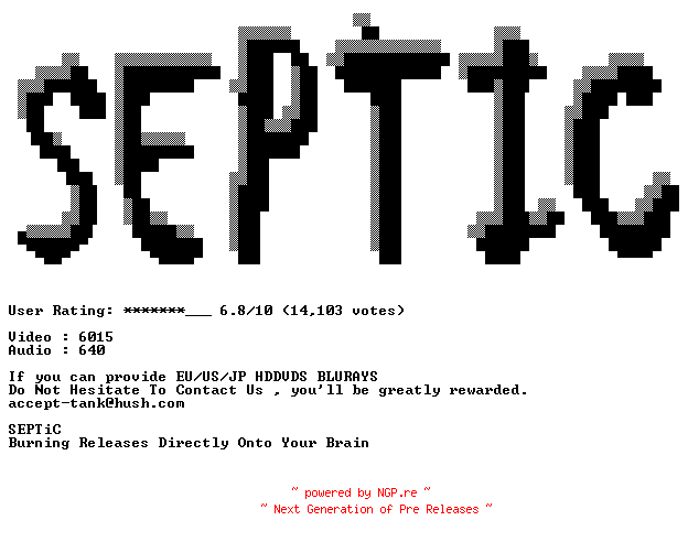 NFO for the release Waiting.2005.720p.BluRay.x264-SEPTiC by SEPTiC