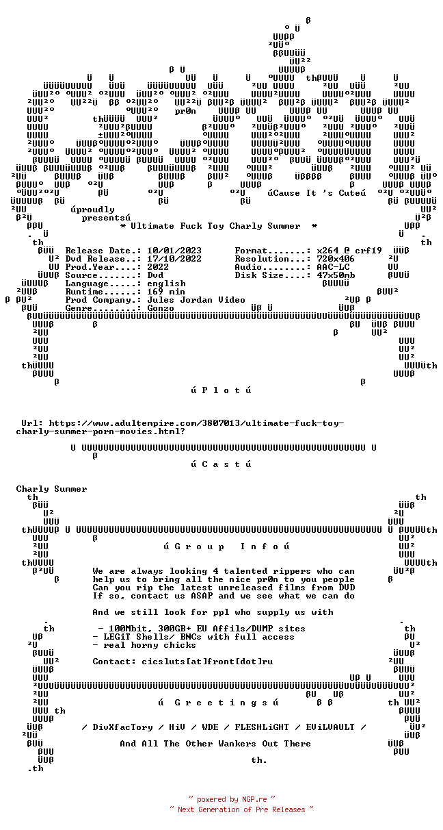 NFO for the release Ultimate.Fuck.Toy.Charly.Summer.XXX.DVDRip.x264-CiCXXX by CiCXXX
