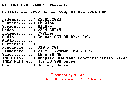 NFO for the release Hellblazers.German.2022.AC3.BDRiP.x264-WDC by WDC