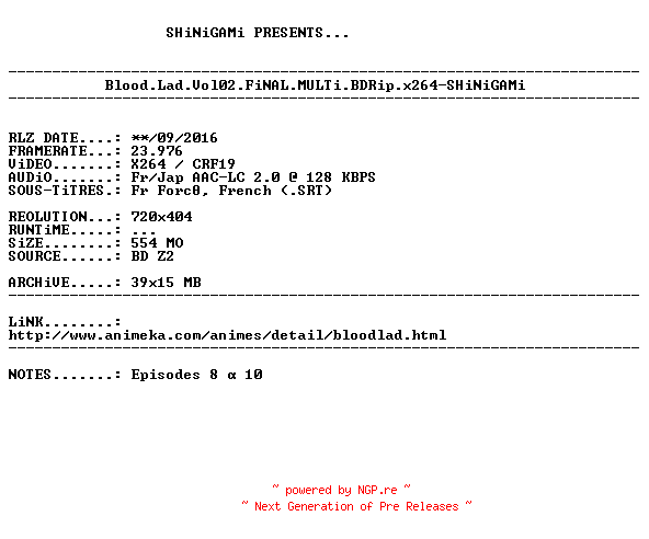 NFO for the release Blood.Lad.Vol02.FiNAL.MULTi.BDRip.x264-SHiNiGAMi by SHiNiGAMi