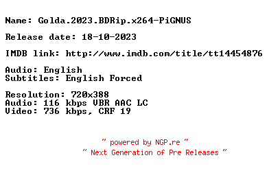 NFO for the release Golda.2023.BDRip.x264-PiGNUS by PiGNUS