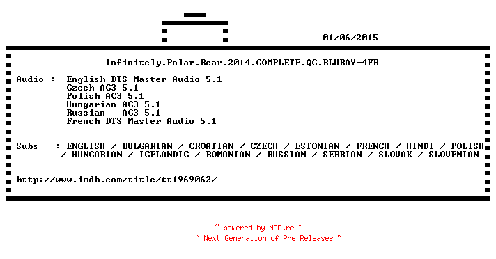 NFO for the release Infinitely.Polar.Bear.2014.COMPLETE.QC.BLURAY-4FR by 4FR
