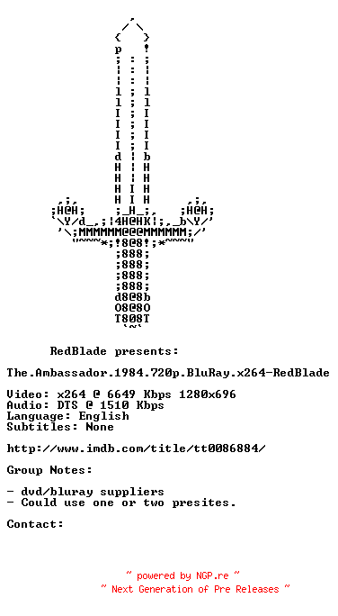 NFO for the release The.Ambassador.1984.720p.BluRay.x264-RedBlade by RedBlade
