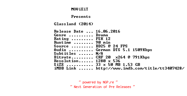 NFO for the release Glassland.2014.GERMAN.720p.BluRay.x264-MOViEiT by MOViEiT