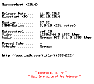 NFO for the release Maennerhort.German.720p.BluRay.x264-EXQUiSiTE by EXQUiSiTE