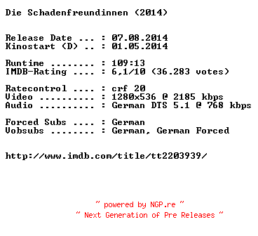 NFO for the release Die.Schadenfreundinnen.German.720p.BluRay.x264-EXQUiSiTE by EXQUiSiTE