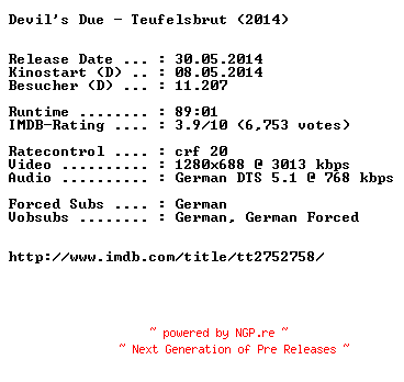 NFO for the release Devils.Due.Teufelsbrut.German.720p.BluRay.x264-EXQUiSiTE by EXQUiSiTE