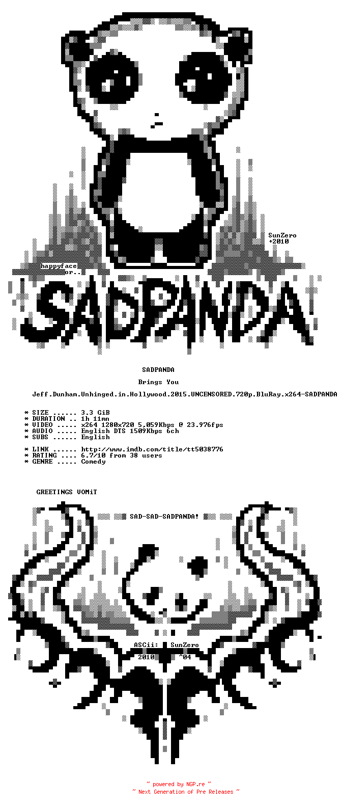 NFO for the release Jeff.Dunham.Unhinged.in.Hollywood.2015.UNCENSORED.720p.BluRay.x264-SADPANDA by SADPANDA