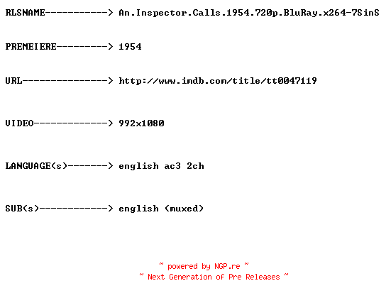 NFO for the release An.Inspector.Calls.1954.720p.BluRay.x264-7SinS by 7SinS