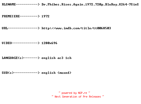 NFO for the release Dr.Phibes.Rises.Again.1972.720p.BluRay.X264-7SinS by 7SinS