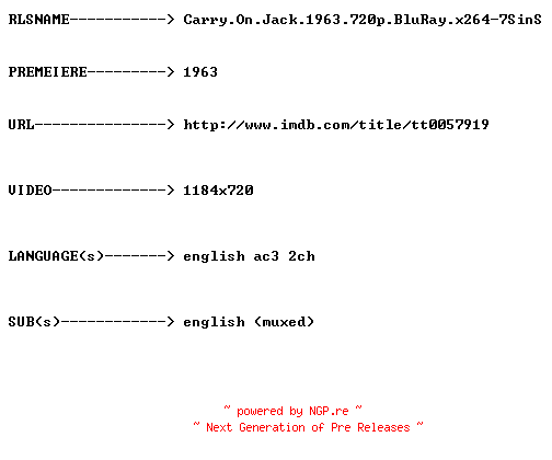 NFO for the release Carry.On.Jack.1963.720p.BluRay.x264-7SinS by 7SinS