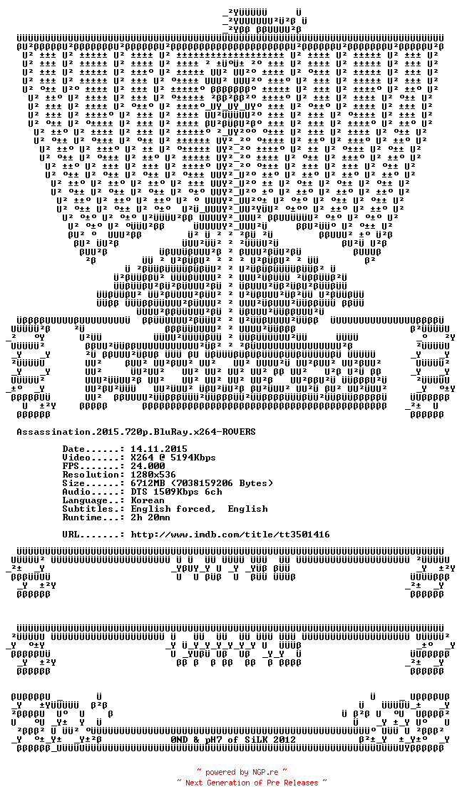 NFO for the release Assassination.2015.720p.BluRay.x264-ROVERS by ROVERS