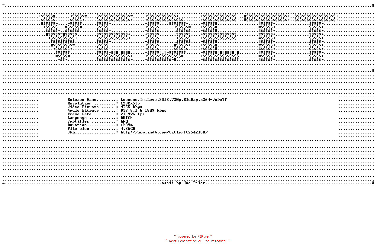 NFO for the release Lessons.In.Love.2013.720p.BluRay.x264-VeDeTT by VeDeTT