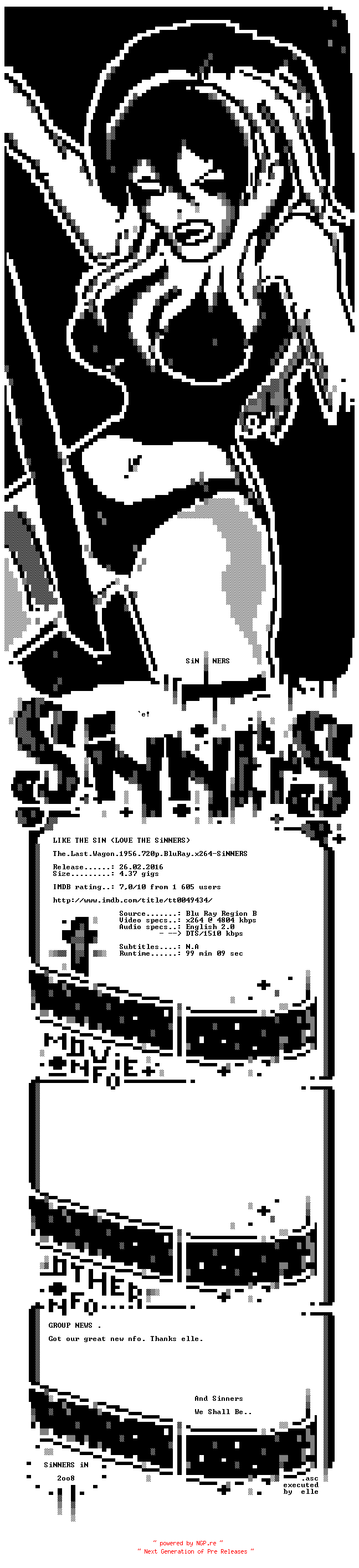 NFO for the release The.Last.Wagon.1956.720p.BluRay.x264-SiNNERS by SiNNERS