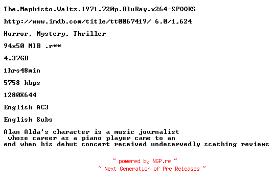 NFO for the release The.Mephisto.Waltz.1971.720p.BluRay.x264-SPOOKS by SPOOKS
