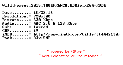 NFO for the release Wild.Horses.2015.TRUEFRENCH.BDRip.x264-RUDE by RUDE