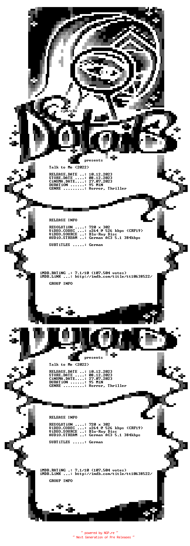 NFO for the release Talk.to.Me.2022.German.BDRip.x264-DETAiLS by DETAiLS