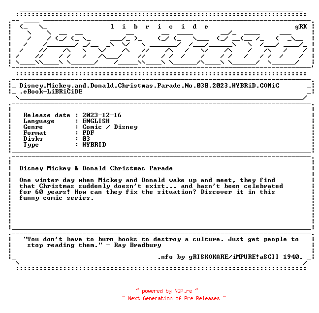 NFO for the release Disney.Mickey.and.Donald.Christmas.Parade.No.03B.2023.HYBRiD.COMiC.eBook-LiBRiCiDE by LiBRiCiDE