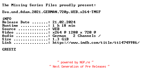 NFO for the release Eva.und.Adam.2021.GERMAN.720p.WEB.x264-TMSF by TMSF
