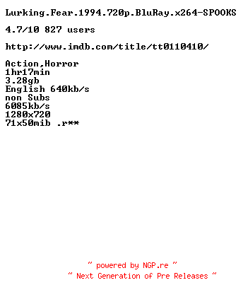 NFO for the release Lurking.Fear.1994.BDRip.x264-SPOOKS by SPOOKS