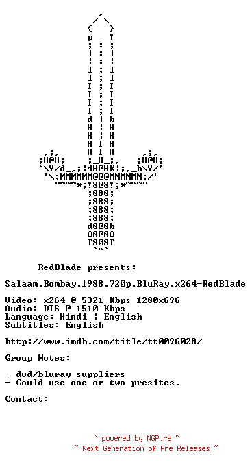 NFO for the release Salaam.Bombay.1988.720p.BluRay.x264-RedBlade by RedBlade