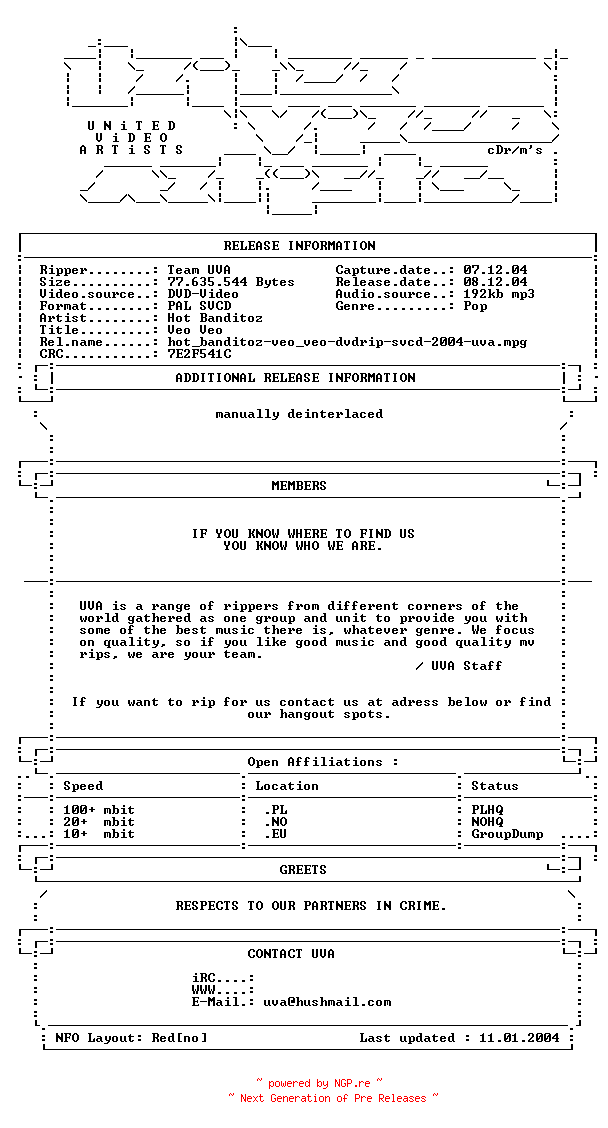 NFO for the release Hot_banditoz-veo_veo-dvdrip-svcd-2004-uva by uva