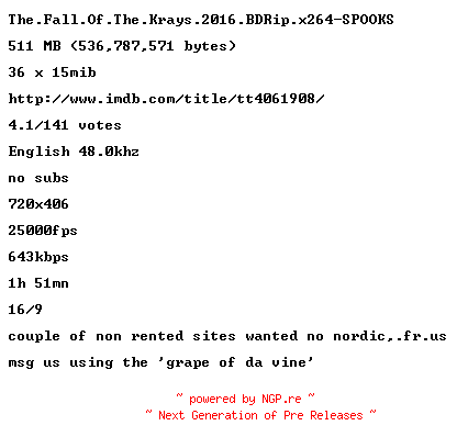 NFO for the release The.Fall.Of.The.Krays.2016.BDRip.x264-SPOOKS by SPOOKS