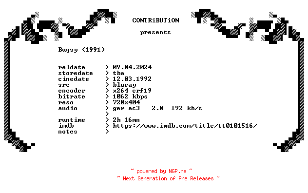 NFO for the release Bugsy.1991.REMASTERED.German.BDRip.x264-CONTRiBUTiON by CONTRiBUTiON