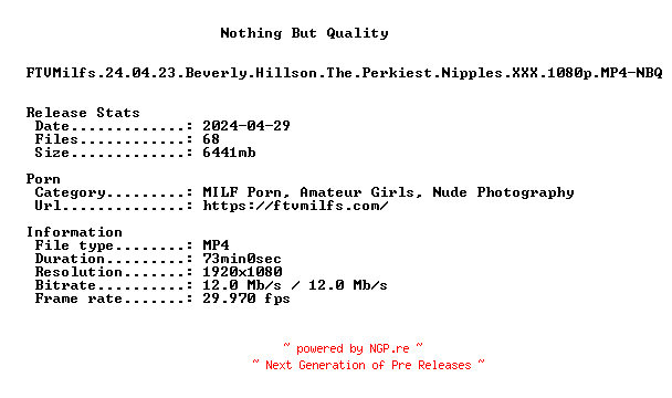 NFO for the release FTVMilfs.24.04.23.Beverly.Hillson.The.Perkiest.Nipples.XXX.1080p.MP4-NBQ by NBQ