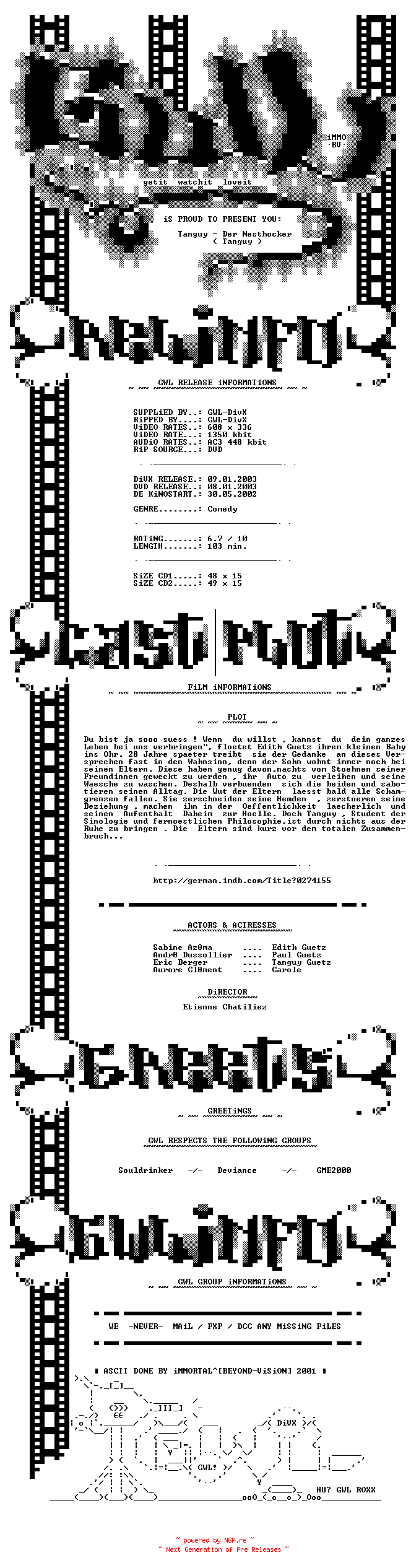 NFO for the release Tanguy.German.DVDRiP.DivX-GWL-REPACKED-GTF by GTF